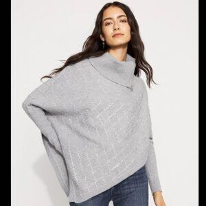 NWT White House Black Market  Sequin Argyle Sweater Poncho M/L